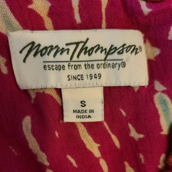 NORM THOMPSON Women's Size Small Boho Maxi Dress Multicolor Ruched Relaxed VTG - Picture 2 of 13